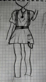 Outlined concept sketch drawing of an original character I'm working on. Her name is Eve.